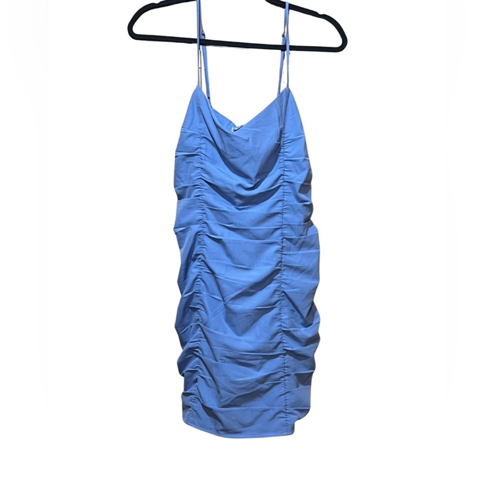 Abercrombie & Fitch Ruched Bodycon Mini Dress NWT Size M Light Blue Y2K Coquette